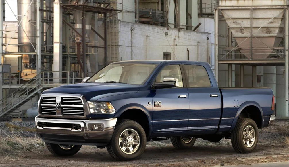 Blue Ram 2500 Heavy Duty pickup in an industrial setting